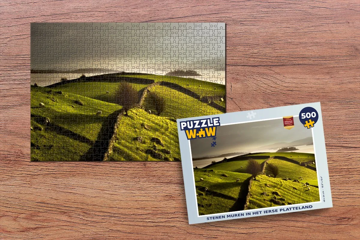 PuzzleWow Legpuzzel Stenen Muren Ierse Platteland 500 Stuks - Multicolor
