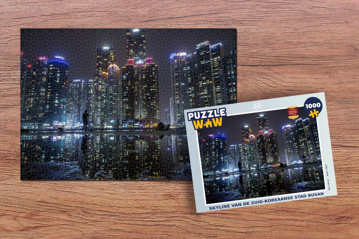 PuzzleWow Skyline Busan Puzzel 1000 Stuks - Multicolor