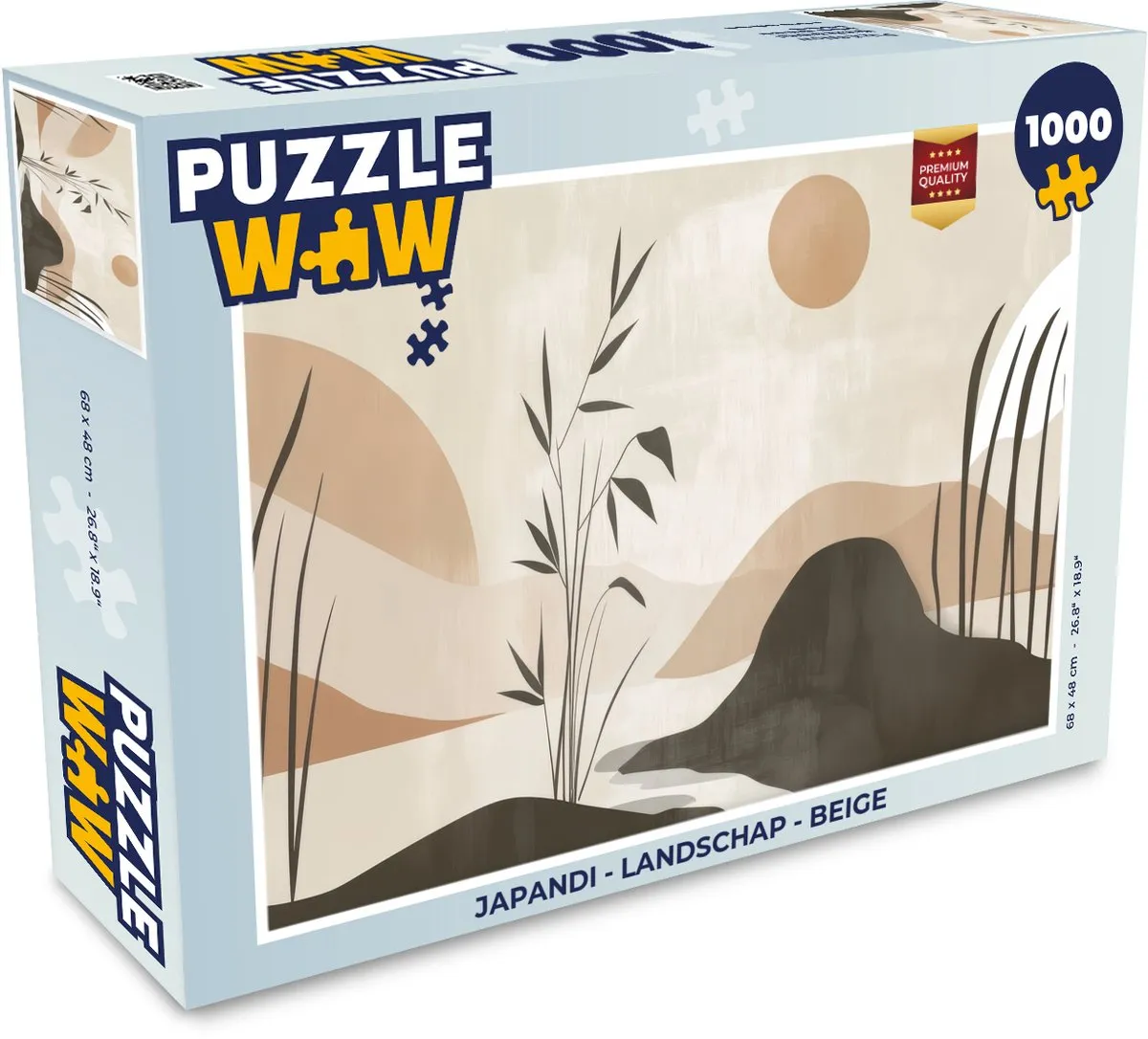 PuzzleWow Japandi Landschap Legpuzzel 1000 Stuks - Beige