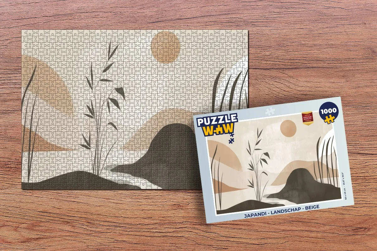 PuzzleWow Japandi Landschap Legpuzzel 1000 Stuks - Beige