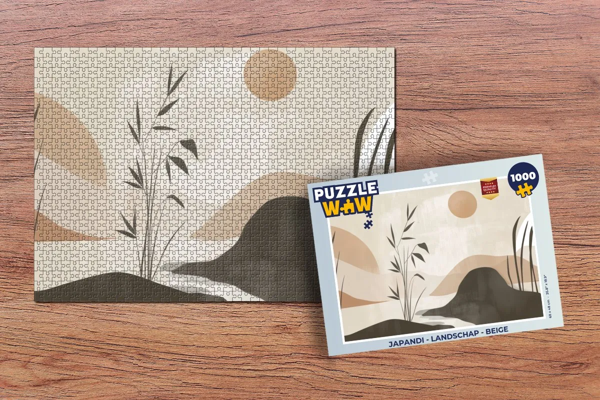 PuzzleWow Japandi Landschap Legpuzzel 1000 Stuks - Beige
