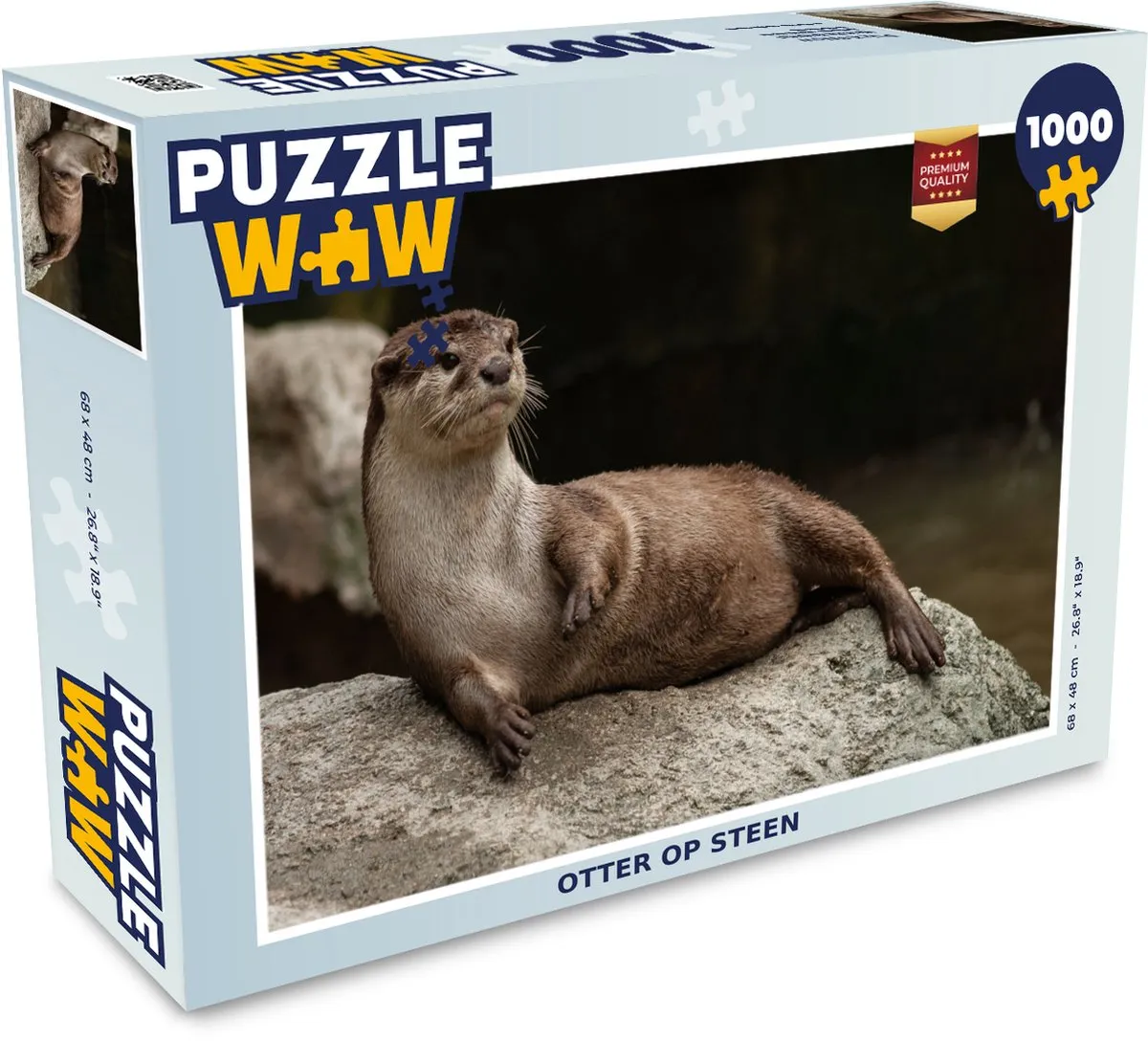 PuzzleWow Legpuzzel Otter op steen 1000 Stuks - Multicolor