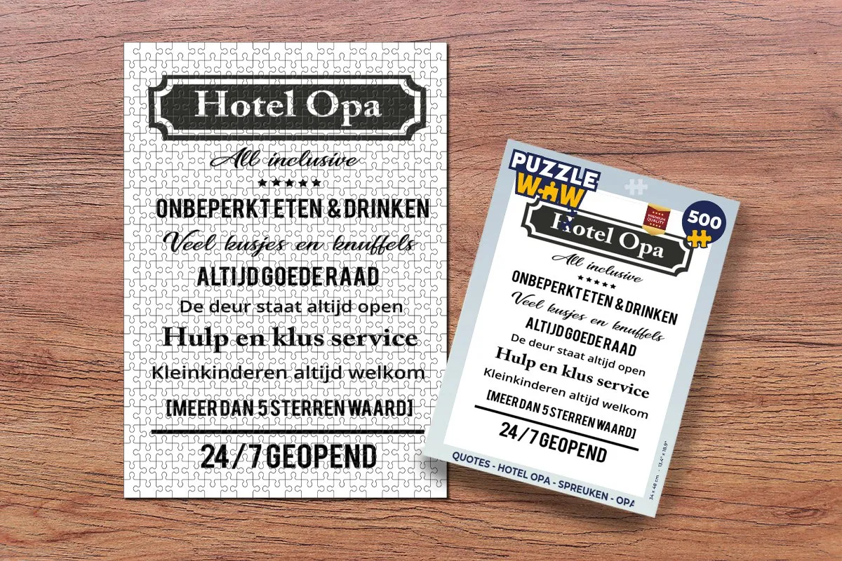 PuzzleWow Hotel Opa Legpuzzel 500 Stuks - Multicolor