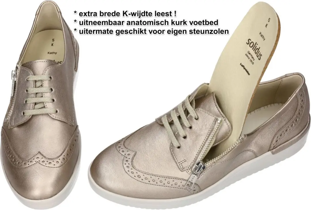 Solidus Dames Lage Gesloten Schoenen Goud - Maat 40