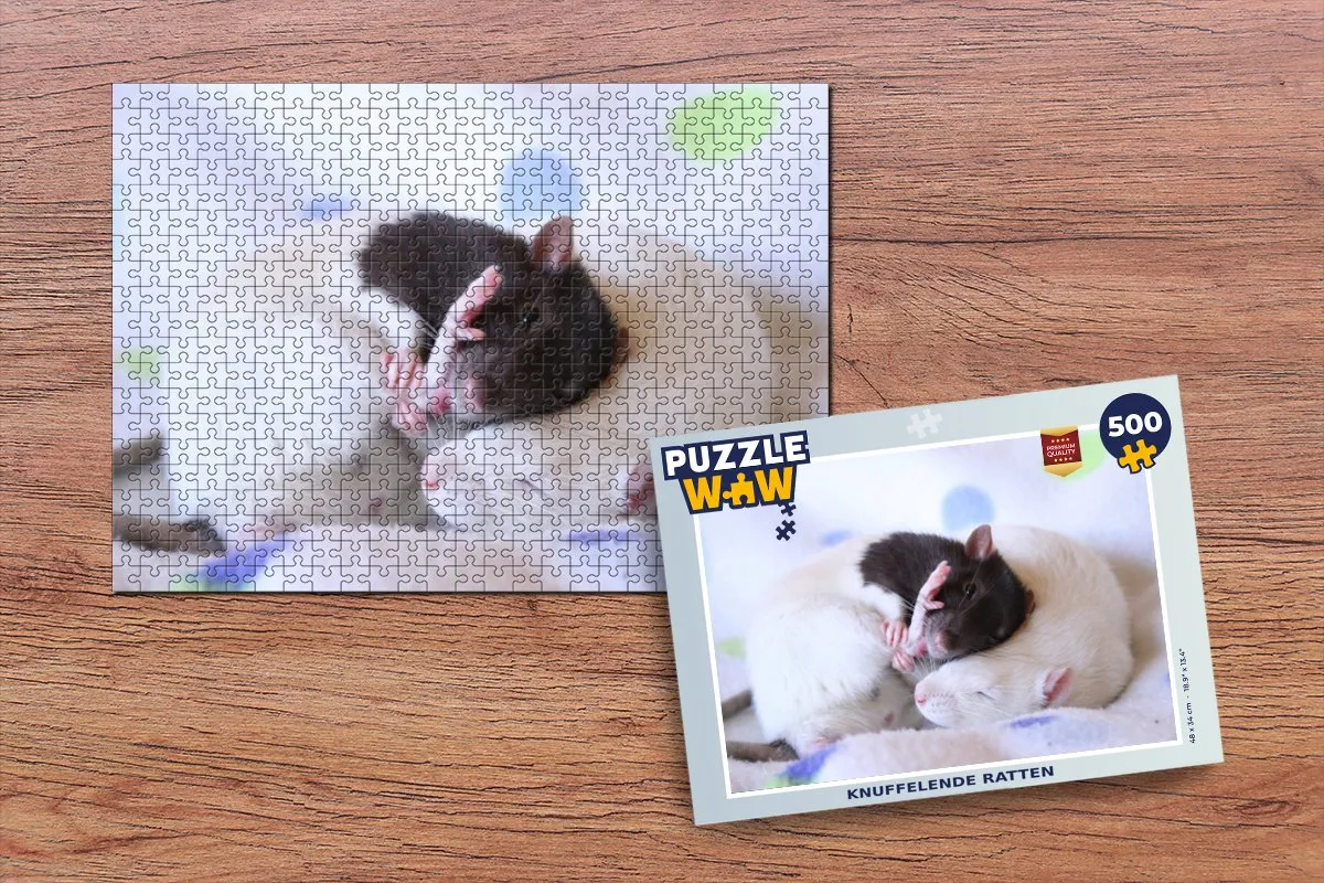 PuzzleWow Legpuzzel Knuffelende Ratten 500 Stuks - Multicolor