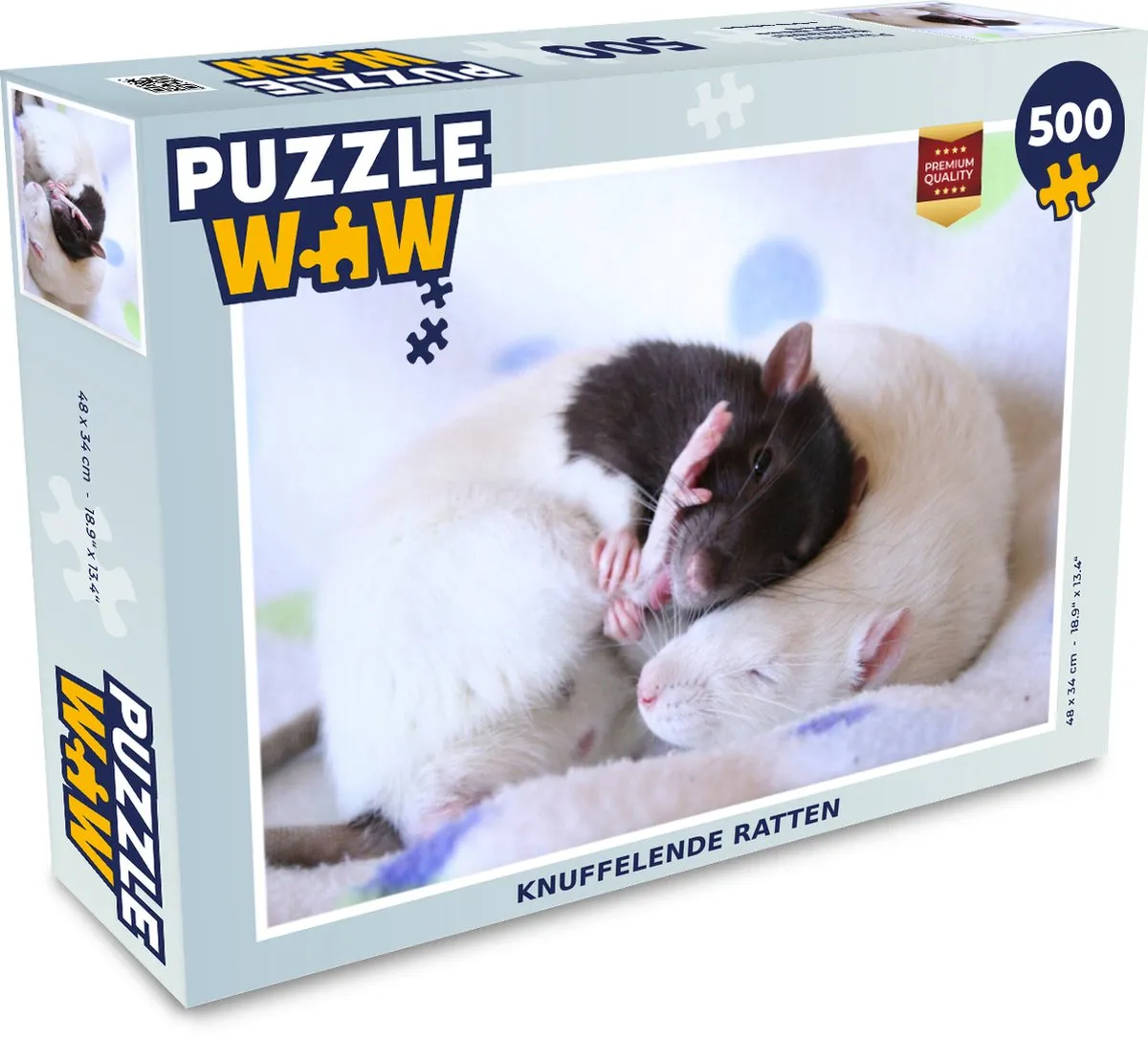 PuzzleWow Legpuzzel Knuffelende Ratten 500 Stuks - Multicolor