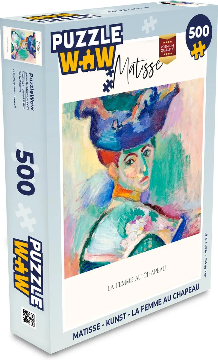 PuzzleWow Matisse La Femme Au Chapeau Legpuzzel 500 Stuks - Multicolor