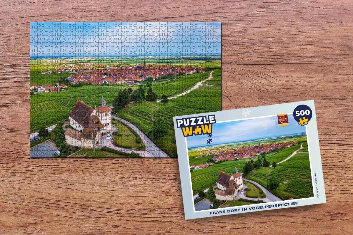 PuzzleWow Legpuzzel Dorp Frankrijk Zomer 500 Stuks - Multicolor