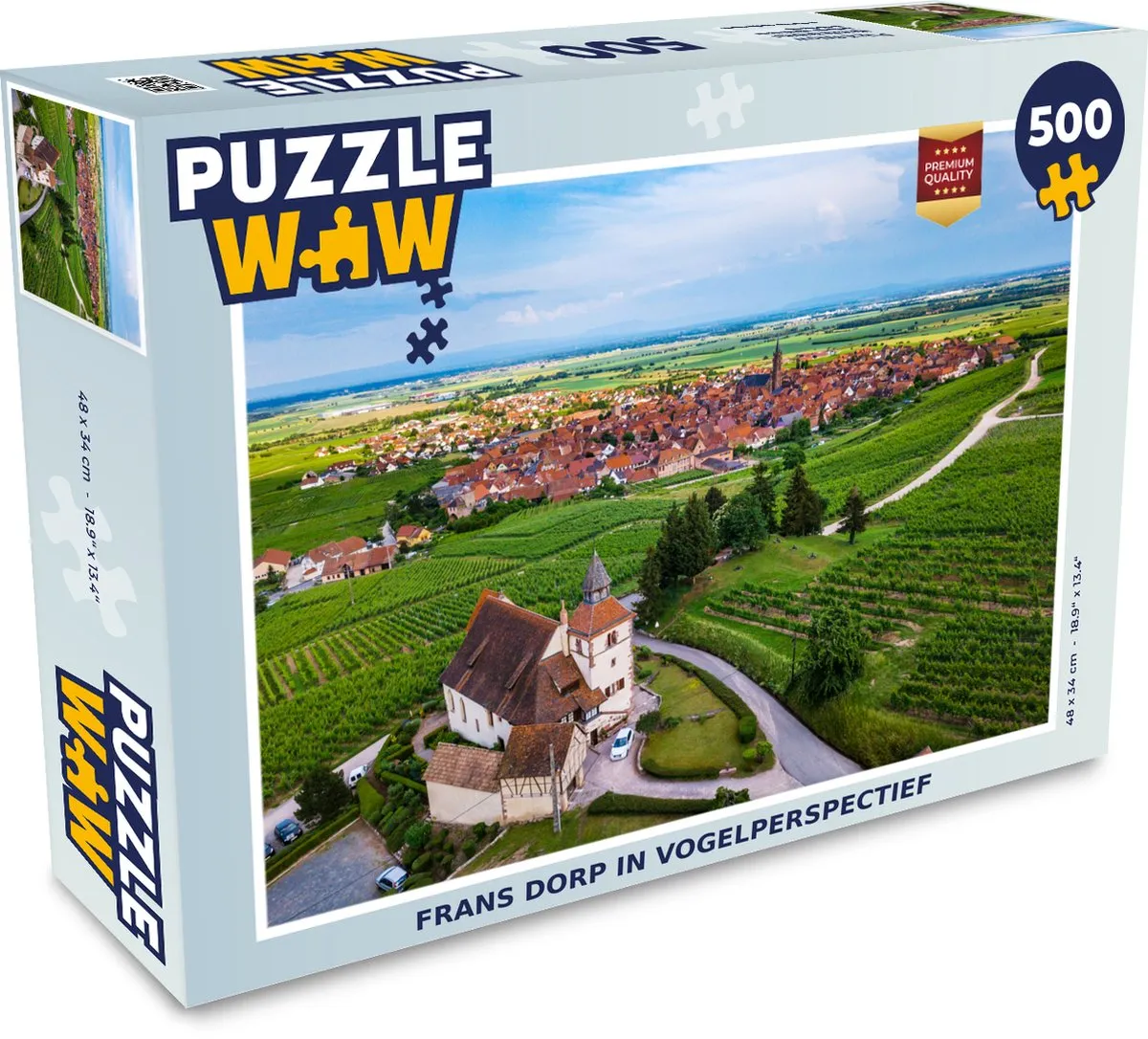 PuzzleWow Legpuzzel Dorp Frankrijk Zomer 500 Stuks - Multicolor