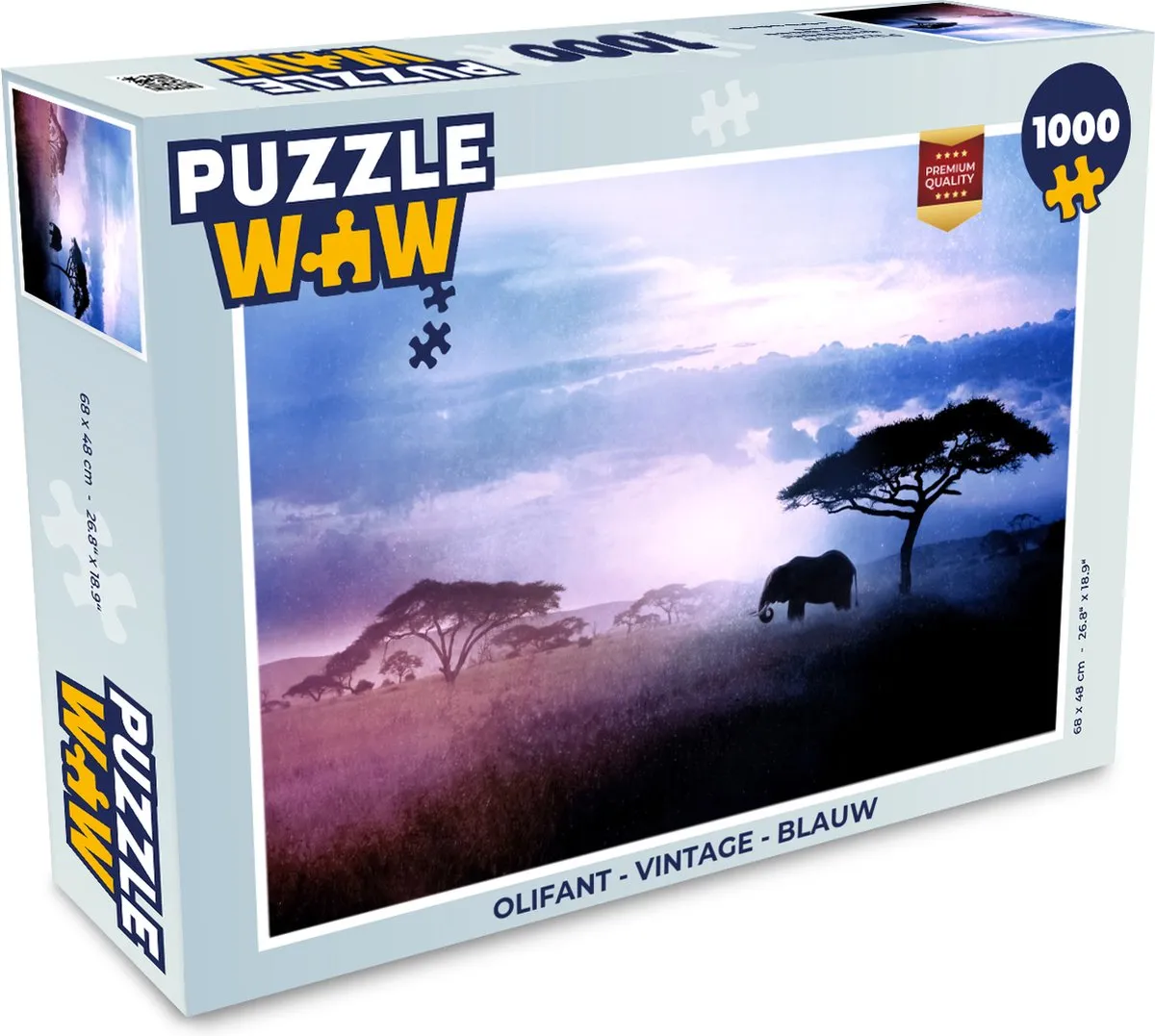 PuzzleWow Vintage Olifant Legpuzzel 1000 Stuks - Multicolor