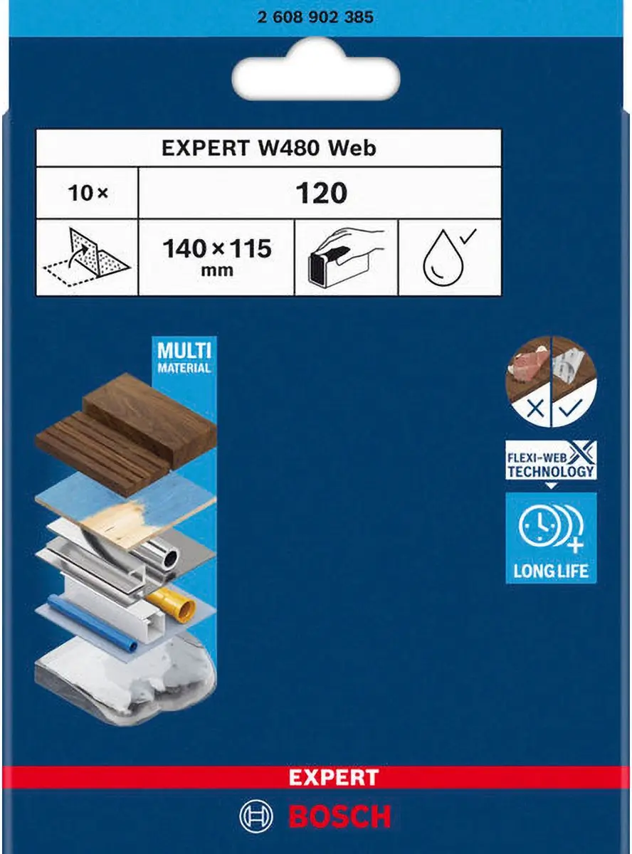 Bosch schuurvel ExW480 Web 115 x 140 mm G120 10 st.