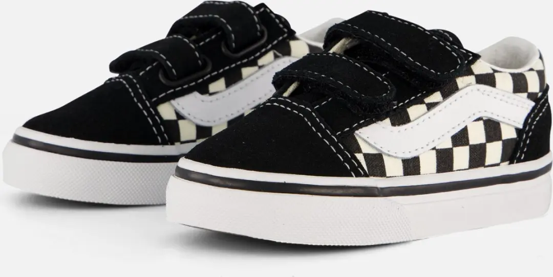 Vans Old Skool V Checkerboard Sneakers zwart Leer