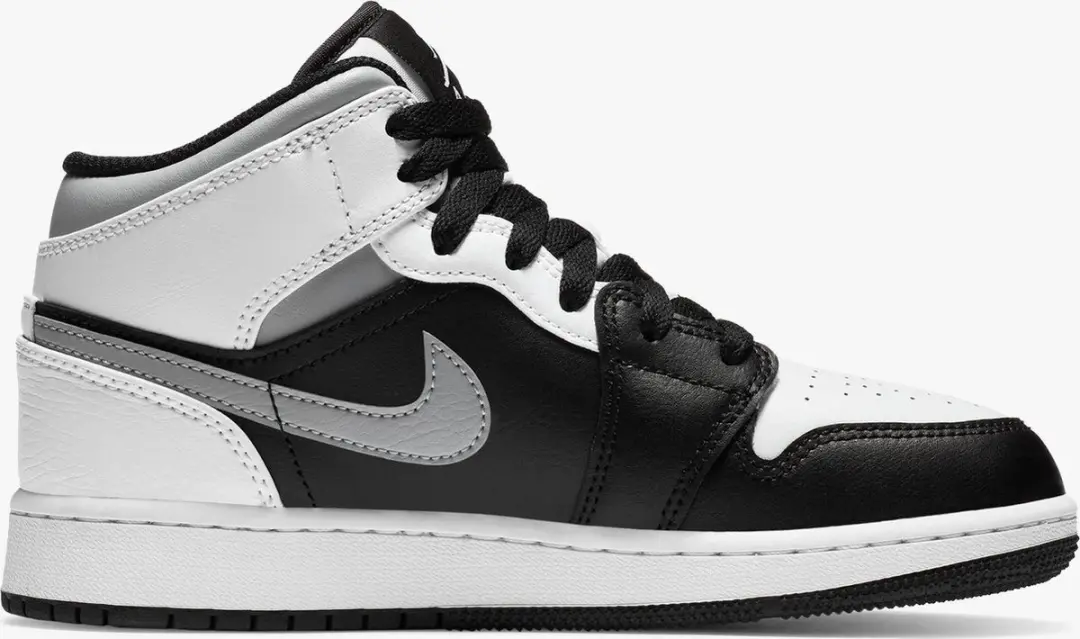 Nike Air Jordan 1 Mid GS, Black/White-LT Smoke Grey, 554725 073, EUR 36