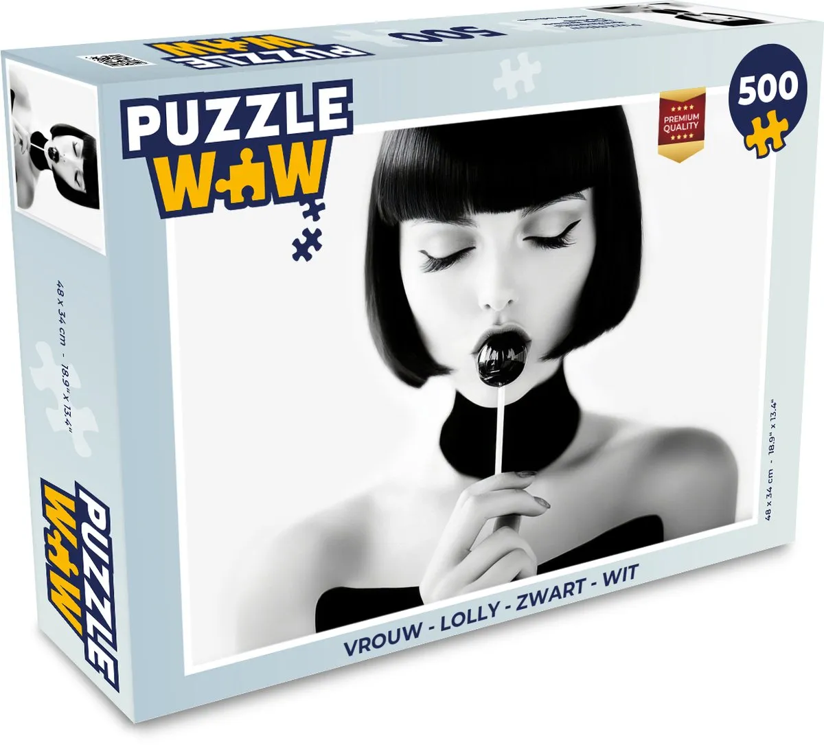 PuzzleWow Lolly Legpuzzel 500 Stuks - Vrouw/Zwart/Wit