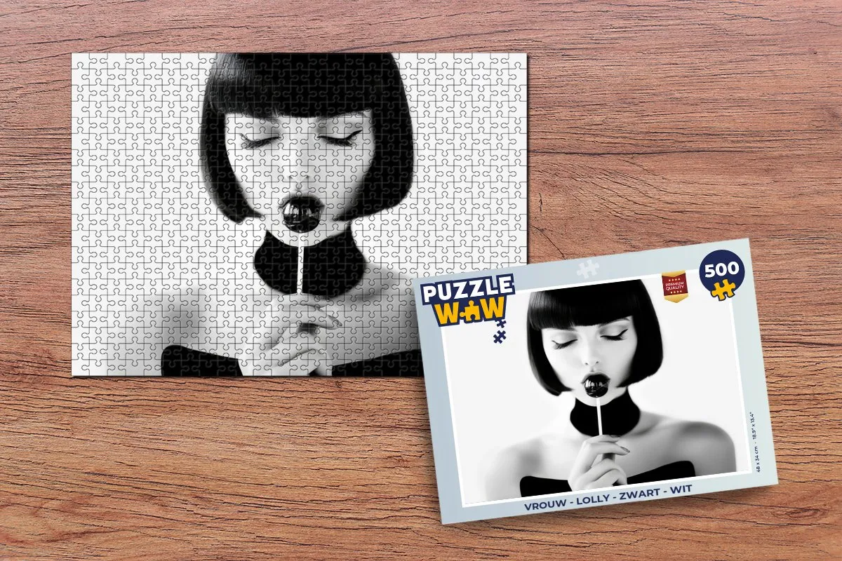 PuzzleWow Lolly Legpuzzel 500 Stuks - Vrouw/Zwart/Wit