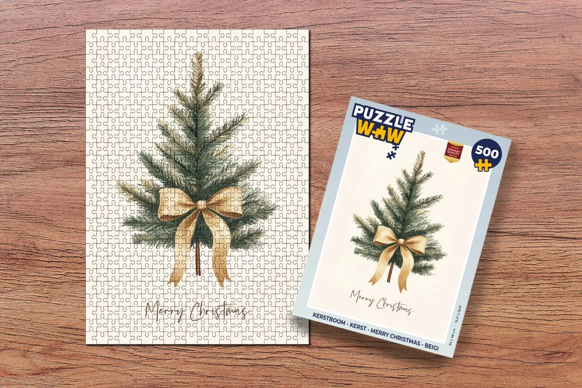 PuzzleWow Kerstboom Legpuzzel 500 Stuks - Beige