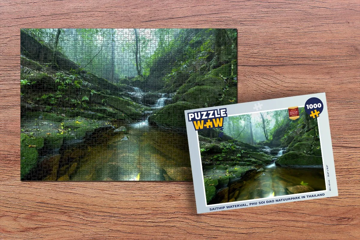 PuzzleWow Saithip Waterval Legpuzzel 1000 Stuks - Multicolor