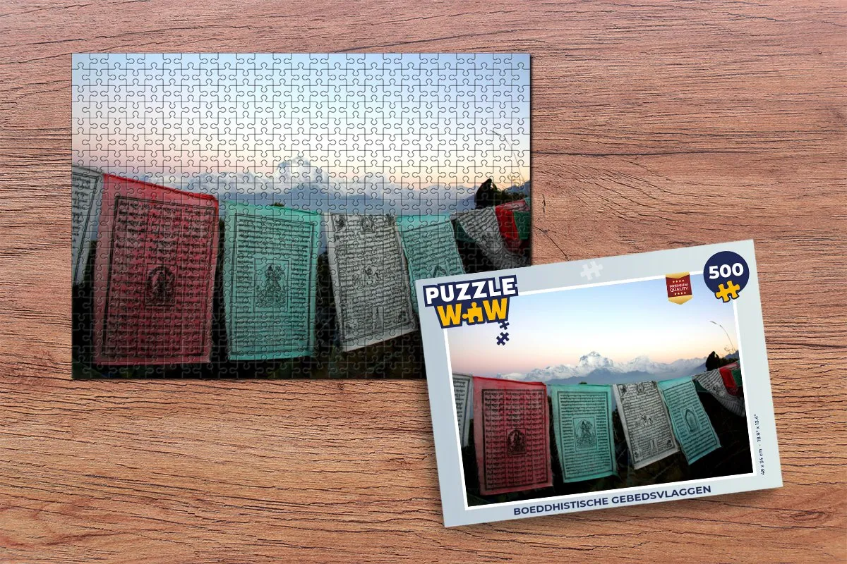 PuzzleWow Boeddhistische Gebedsvlaggen Legpuzzel 500 Stuks - Multicolor