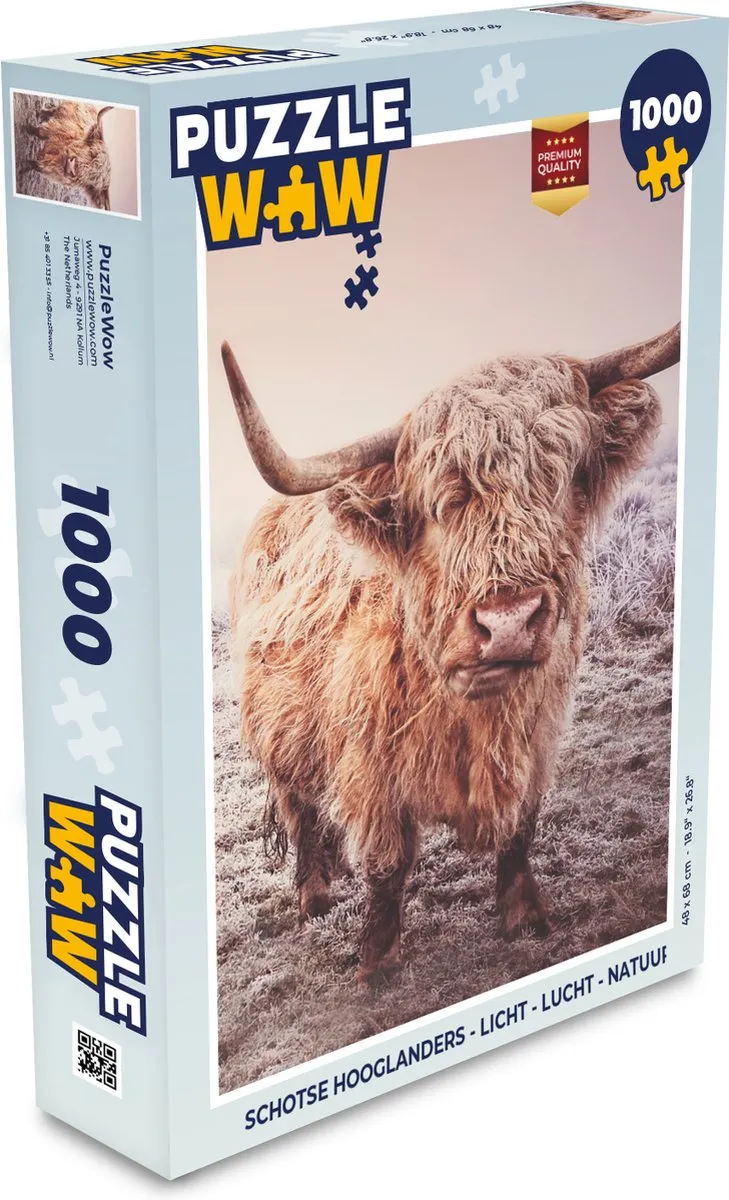 PuzzleWow Schotse Hooglanders Legpuzzel 1000 Stuks - Multicolor