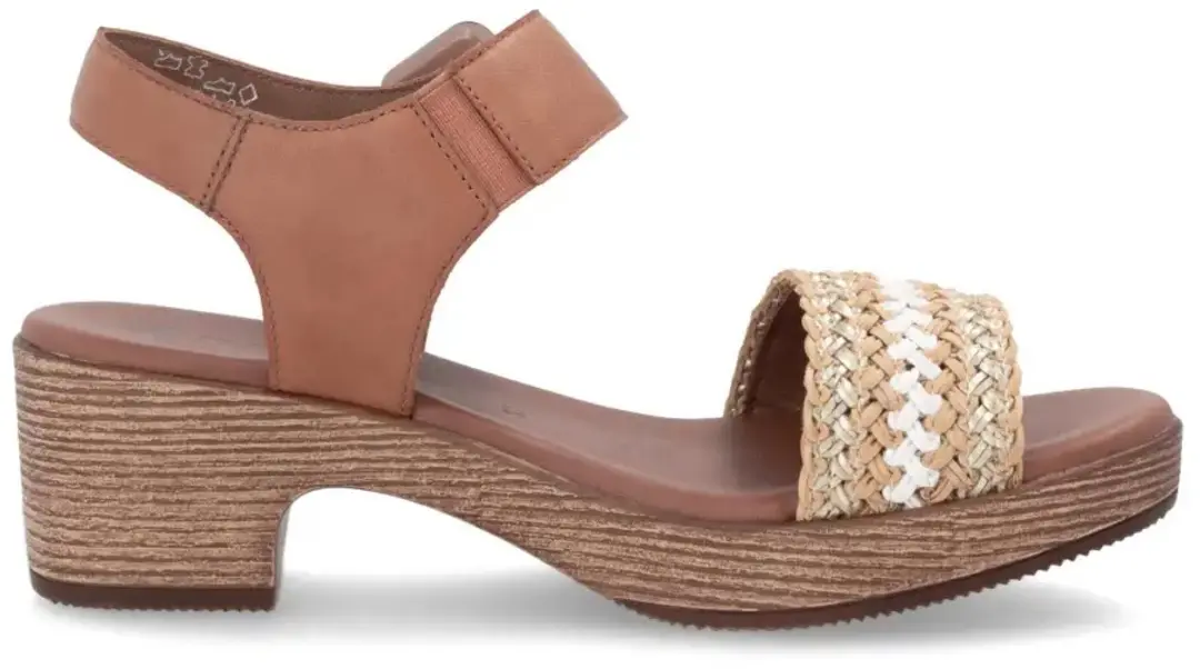 Remonte D0N58-22 sandalen bruin beige goud klittenband maat 40 blokhakje