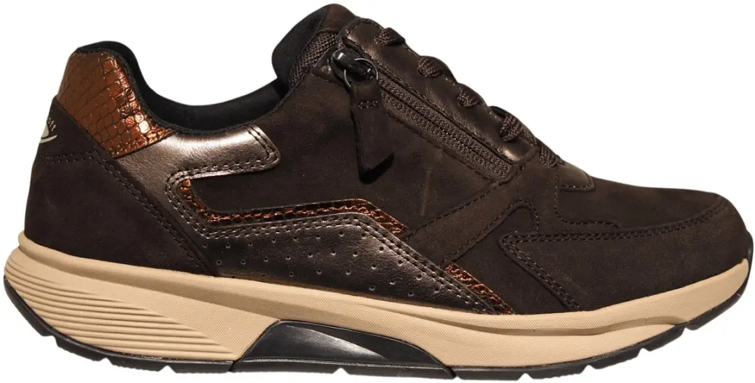 Gabor donkerbruine leren dames sneakers