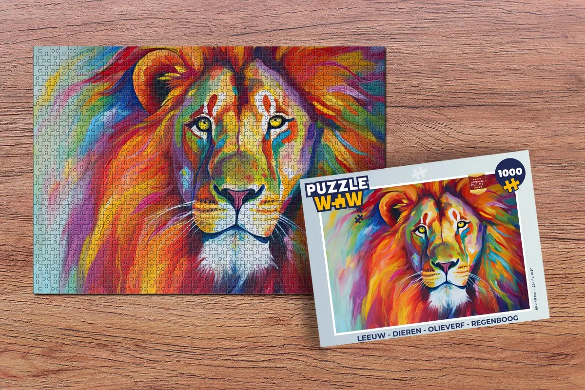 PuzzleWow Leeuw Regenboog Legpuzzel 1000 Stuks - Multicolor