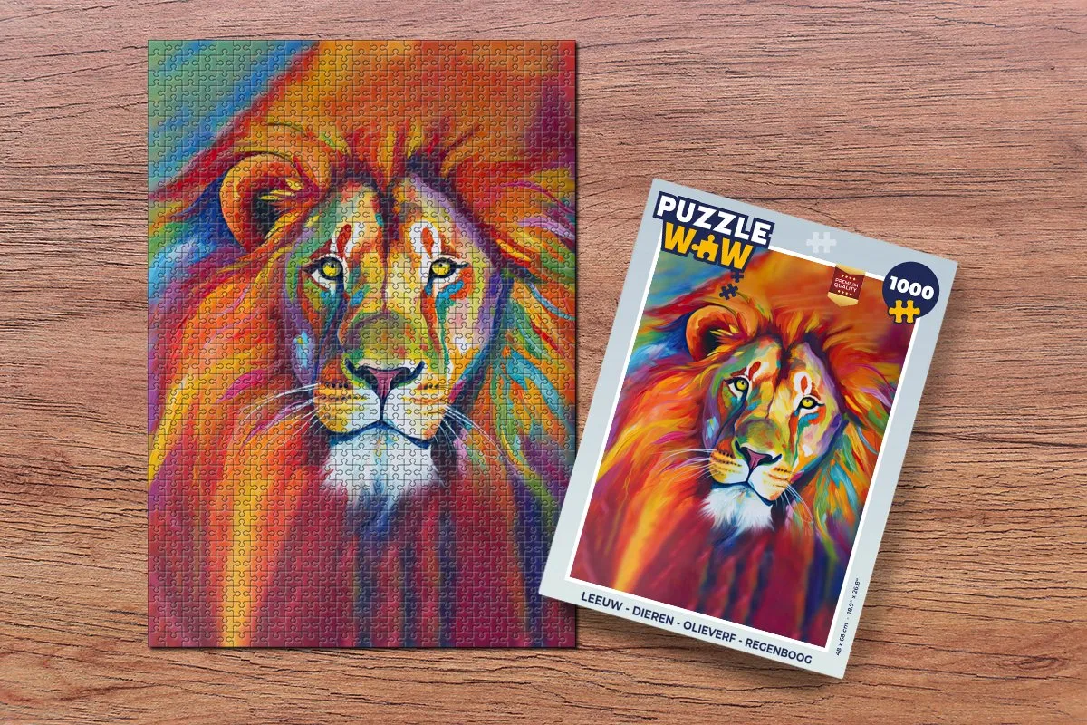 PuzzleWow Leeuw Regenboog Legpuzzel 1000 Stuks - Multicolor