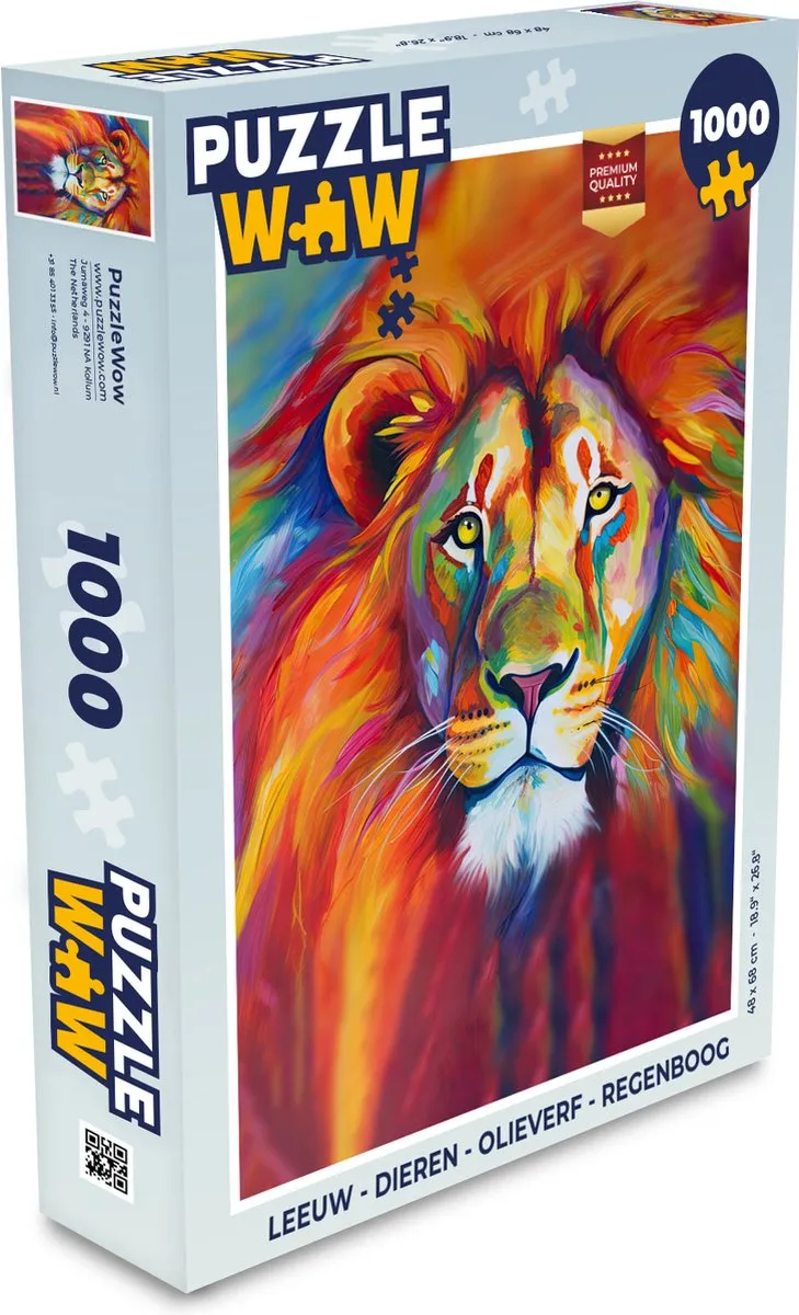 PuzzleWow Leeuw Regenboog Legpuzzel 1000 Stuks - Multicolor
