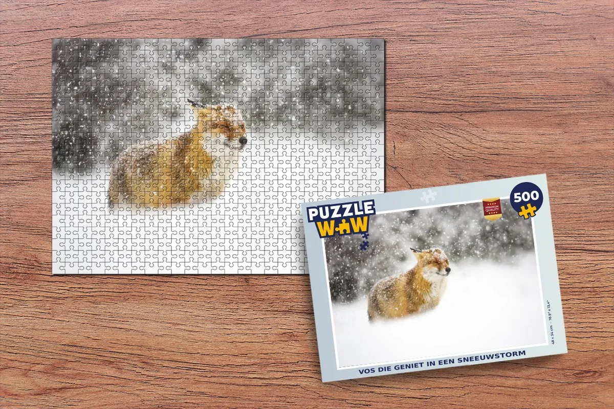 PuzzleWow Vos - Storm & Sneeuw Legpuzzel 500 Stuks - Multicolor