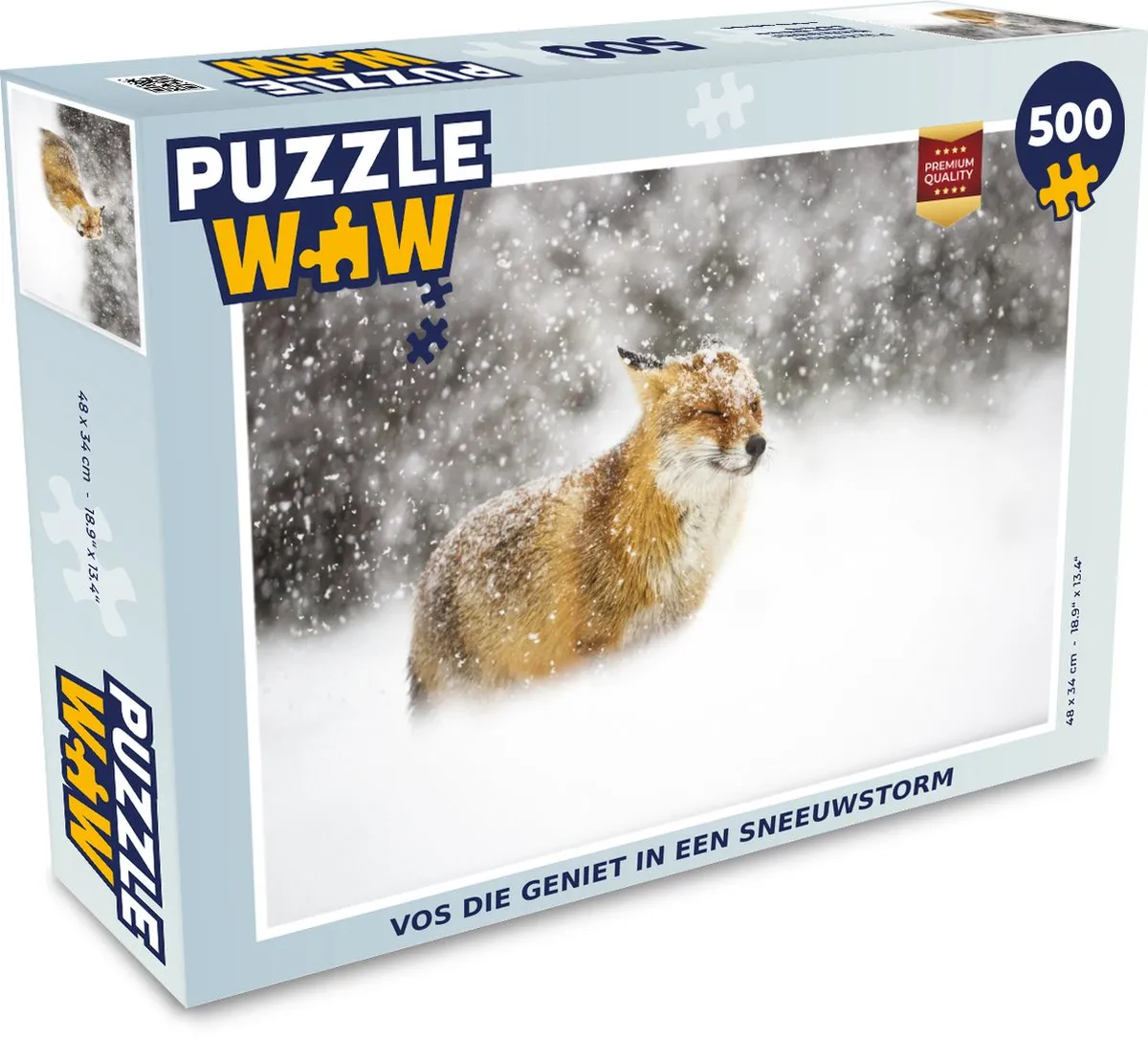 PuzzleWow Vos - Storm & Sneeuw Legpuzzel 500 Stuks - Multicolor