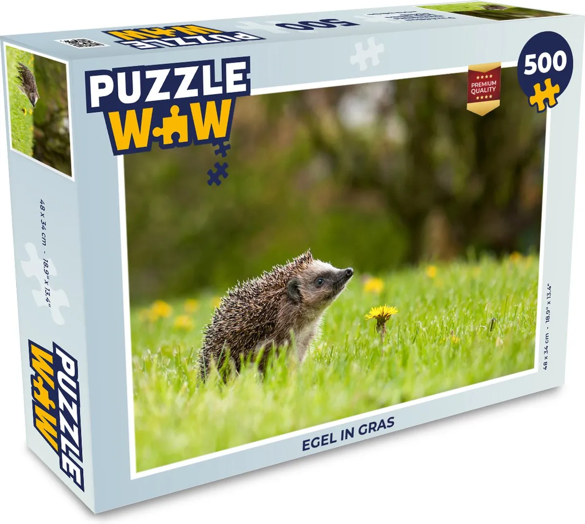 PuzzleWow Legpuzzel Egel in gras 500 Stuks - Multicolor