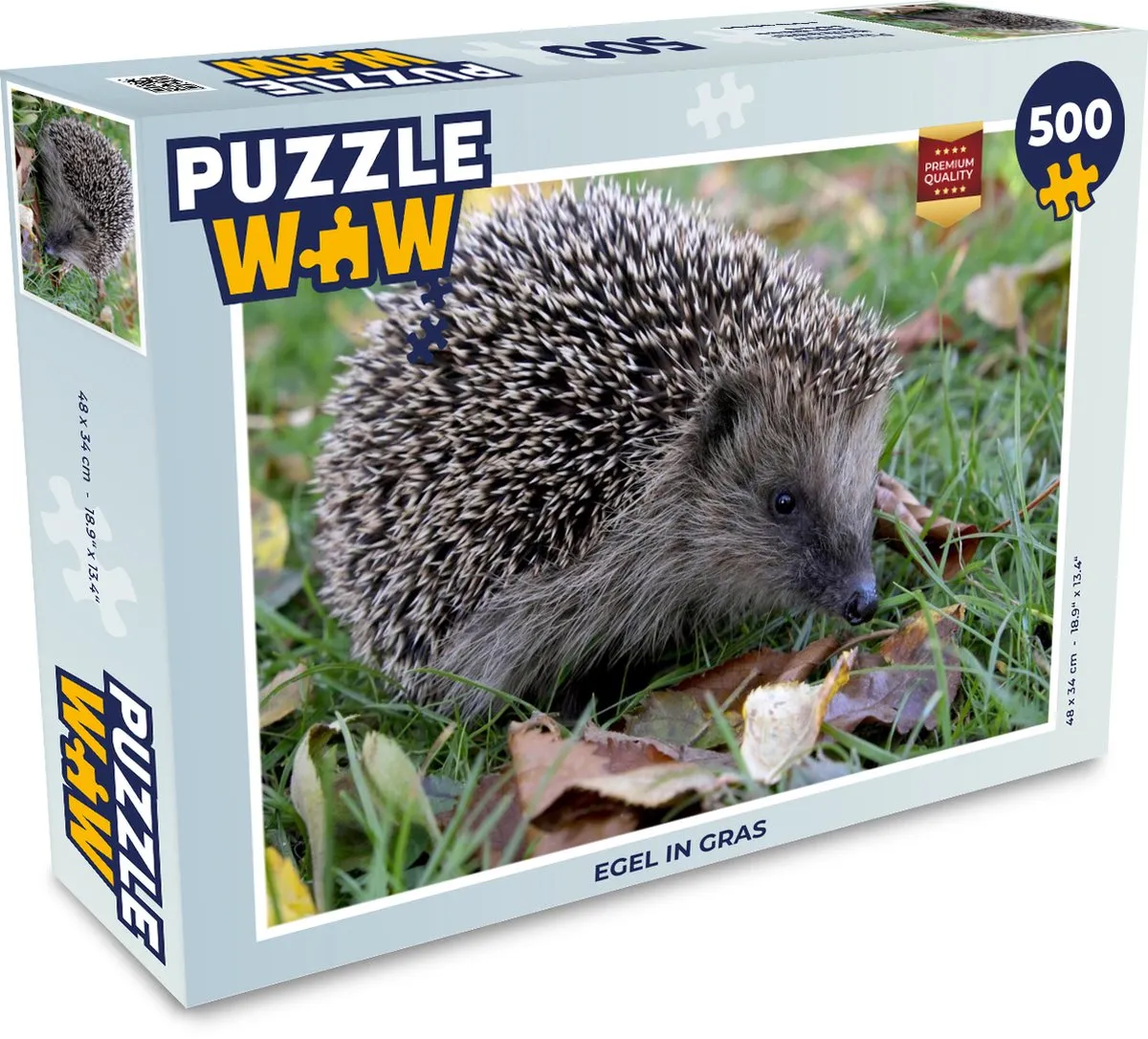 PuzzleWow Legpuzzel Egel in gras 500 Stuks - Multicolor