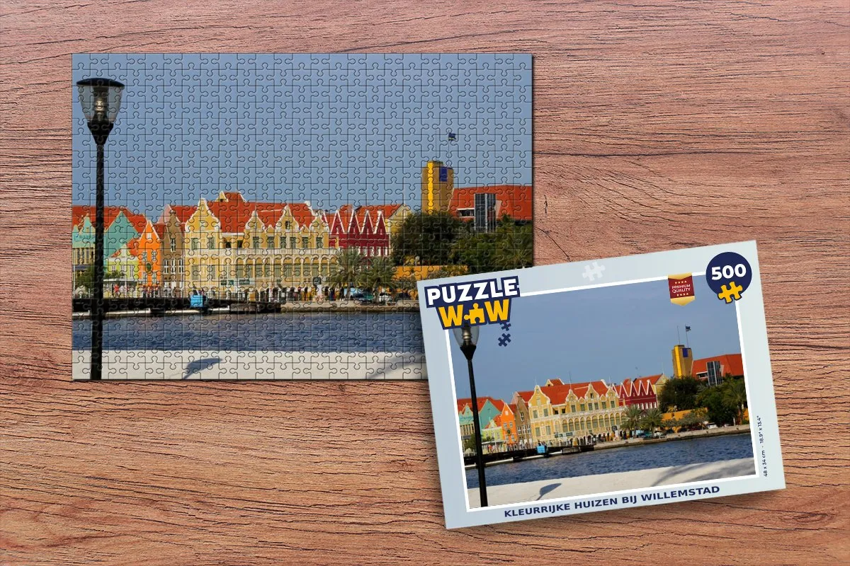 PuzzleWow Kleurrijke Huizen Willemstad Legpuzzel 500 Stuks - Multicolor