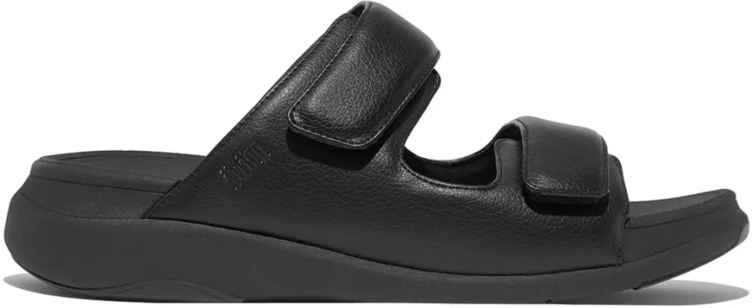 Fitflop Slipper F-Mode Go Mens Adjustable Two-Bar Slides Zwart