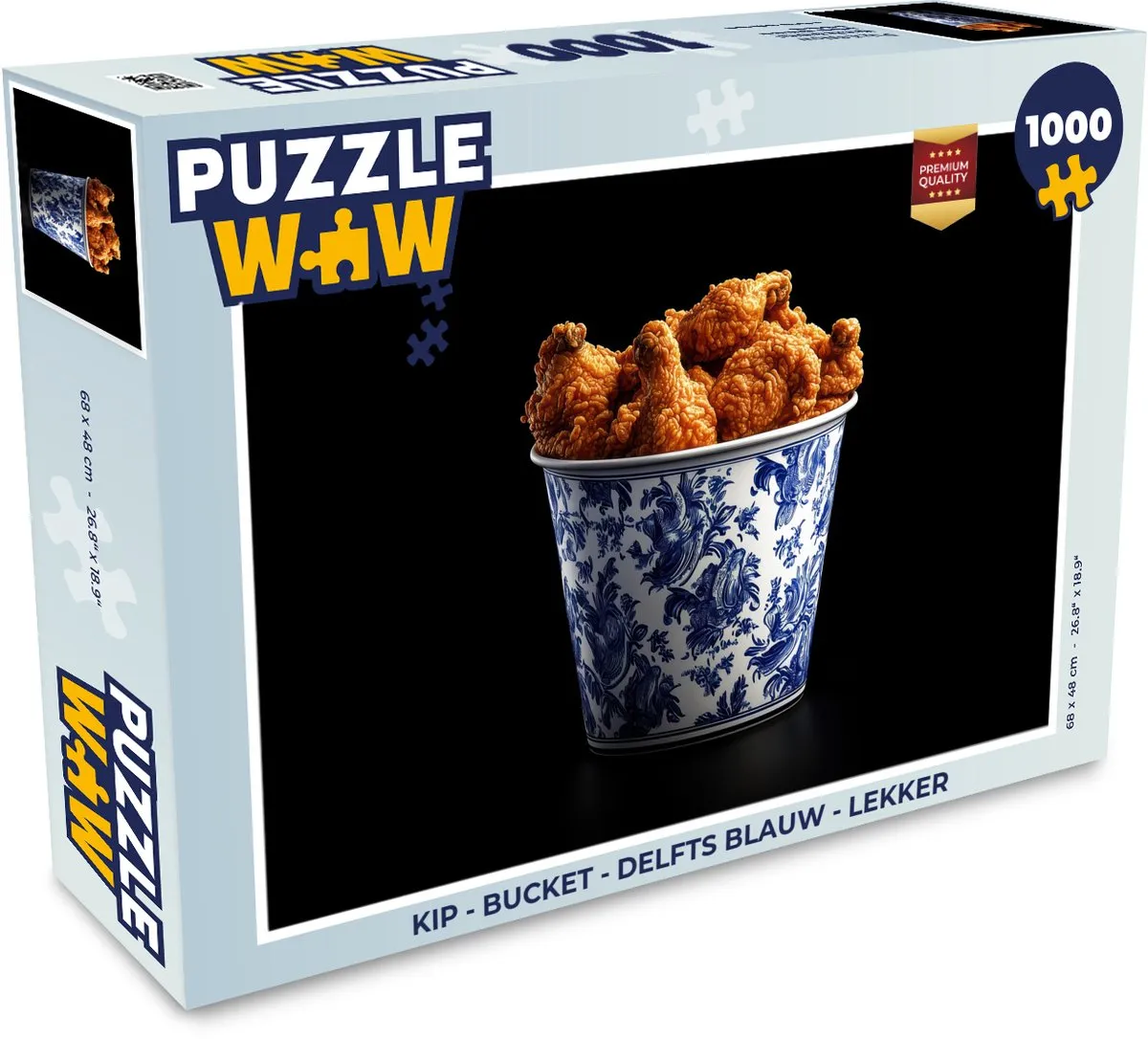 PuzzleWow Kip Bucket Legpuzzel 1000 Stuks - Delfts Blauw