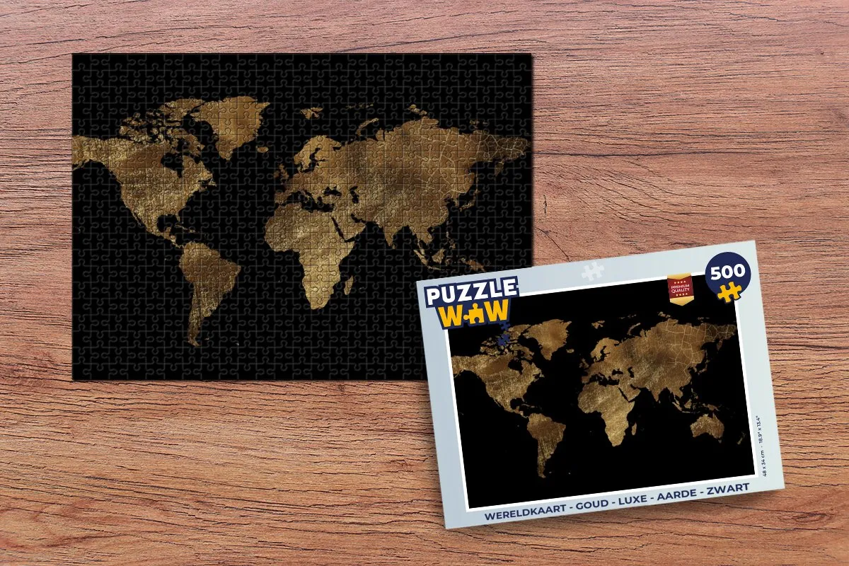 PuzzleWow Wereldkaart Legpuzzel 500 Stuks - Multicolor