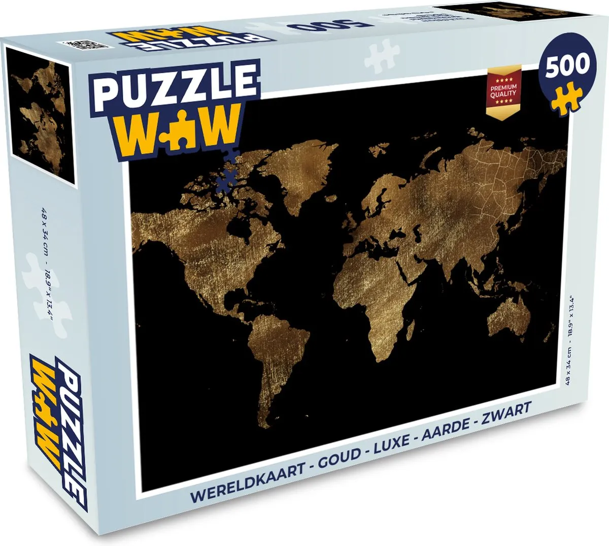 PuzzleWow Wereldkaart Legpuzzel 500 Stuks - Multicolor