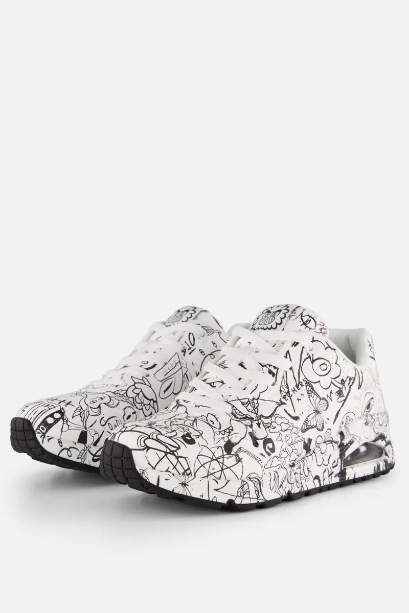 Skechers Uno Process Sketch Sneakers wit