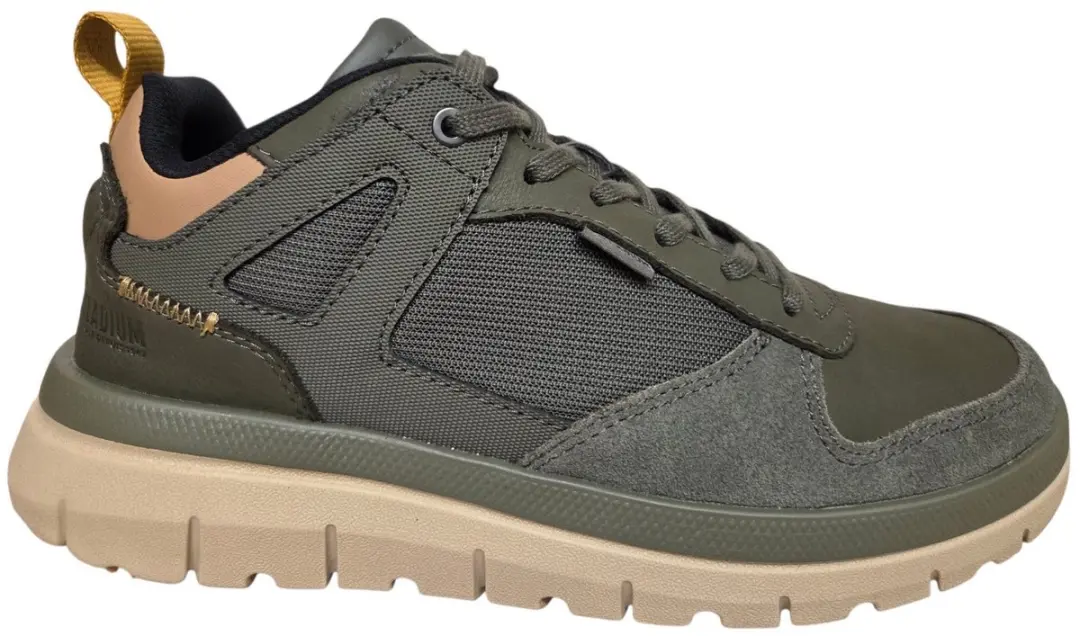 Palladium Pallaflex Low Mix Olive Night Sneakers Olijf Groen Leer Combi Heren