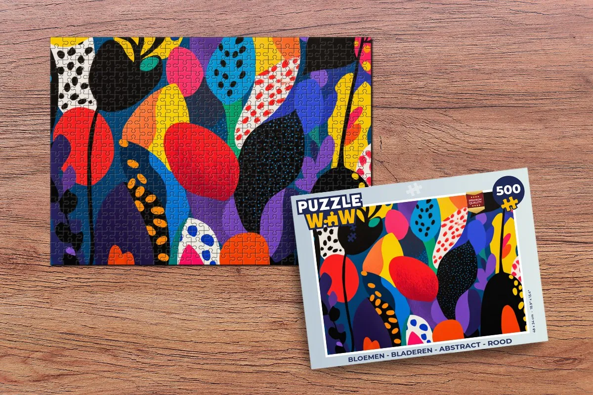 PuzzleWow Bloemen Abstract Legpuzzel 500 Stuks - Rood