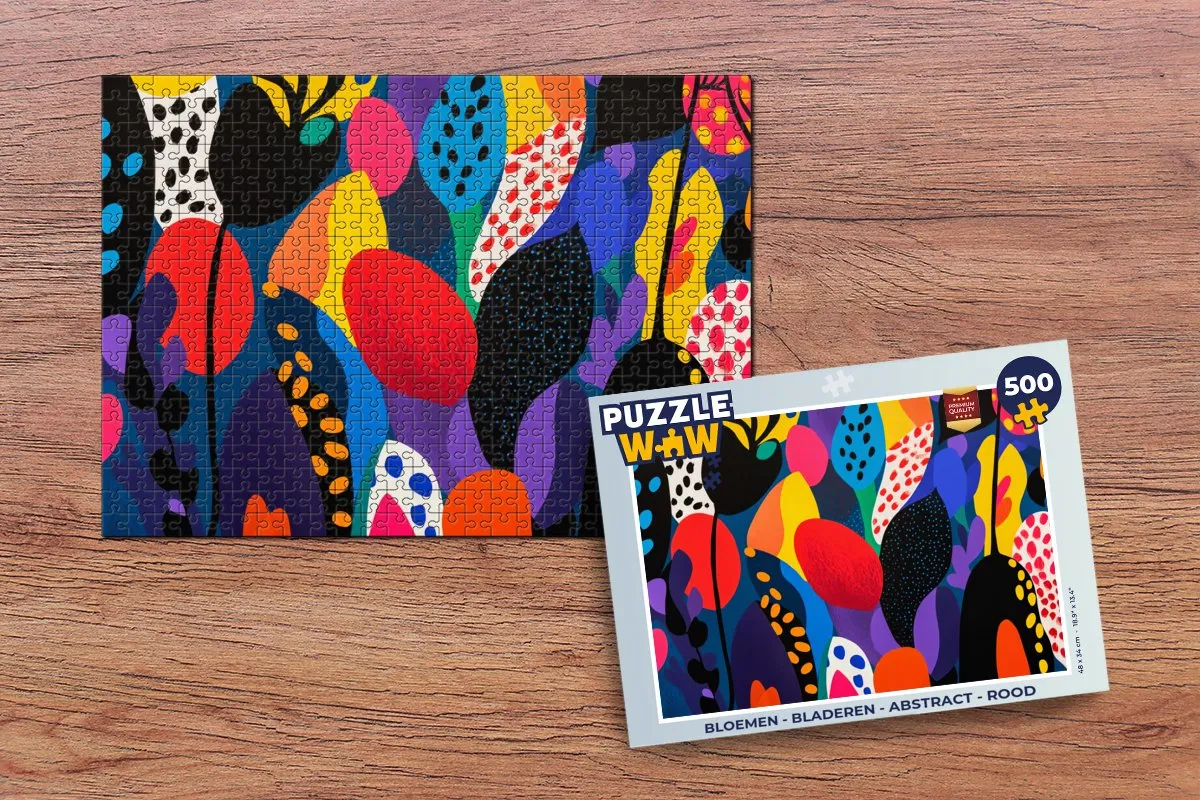 PuzzleWow Bloemen Abstract Legpuzzel 500 Stuks - Rood