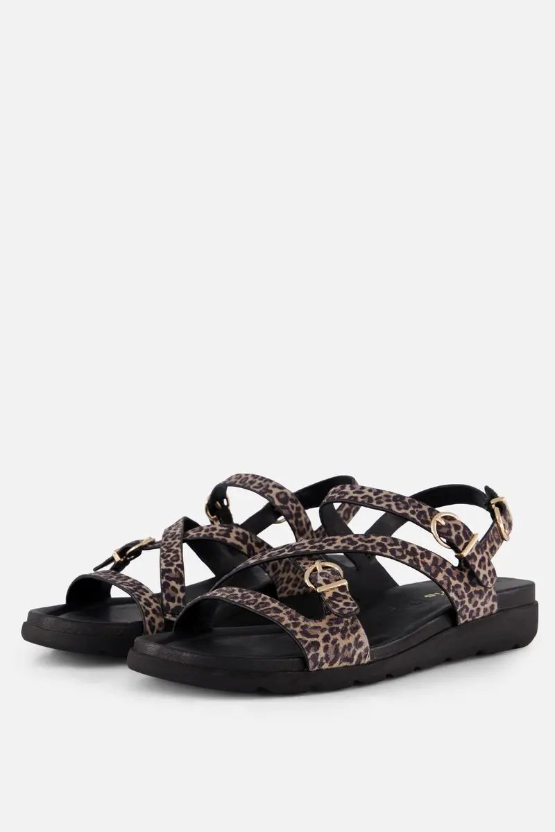 Tamaris Sandalen bruin Panterprint Suède