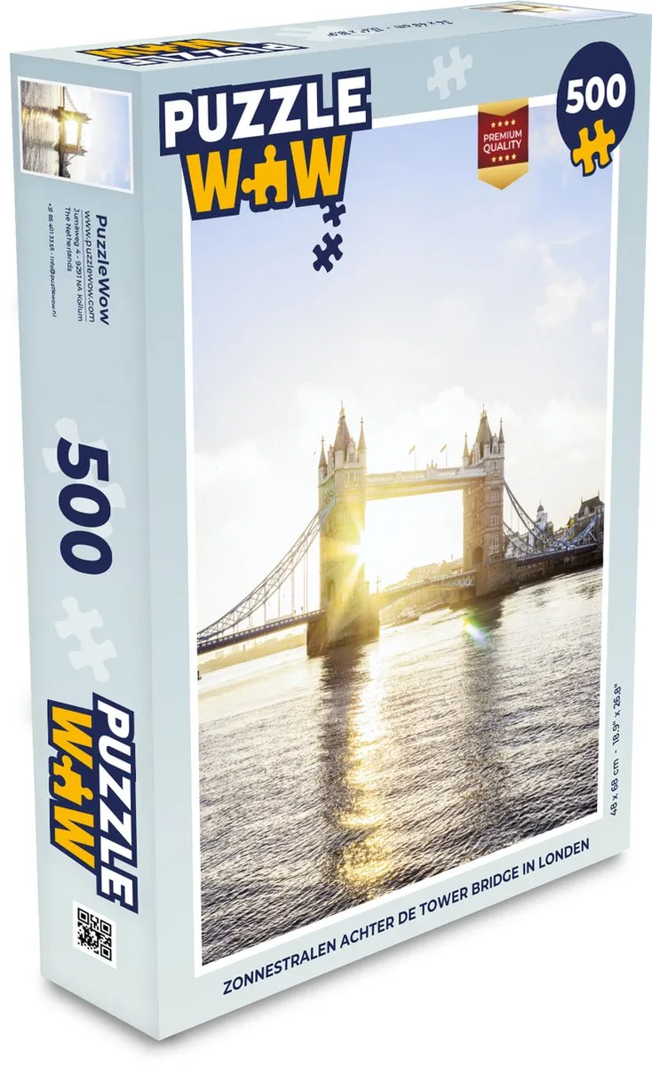 PuzzleWow Legpuzzel Zonnestralen Tower Bridge 500 Stuks - Multicolor