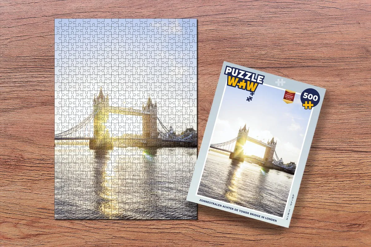 PuzzleWow Legpuzzel Zonnestralen Tower Bridge 500 Stuks - Multicolor