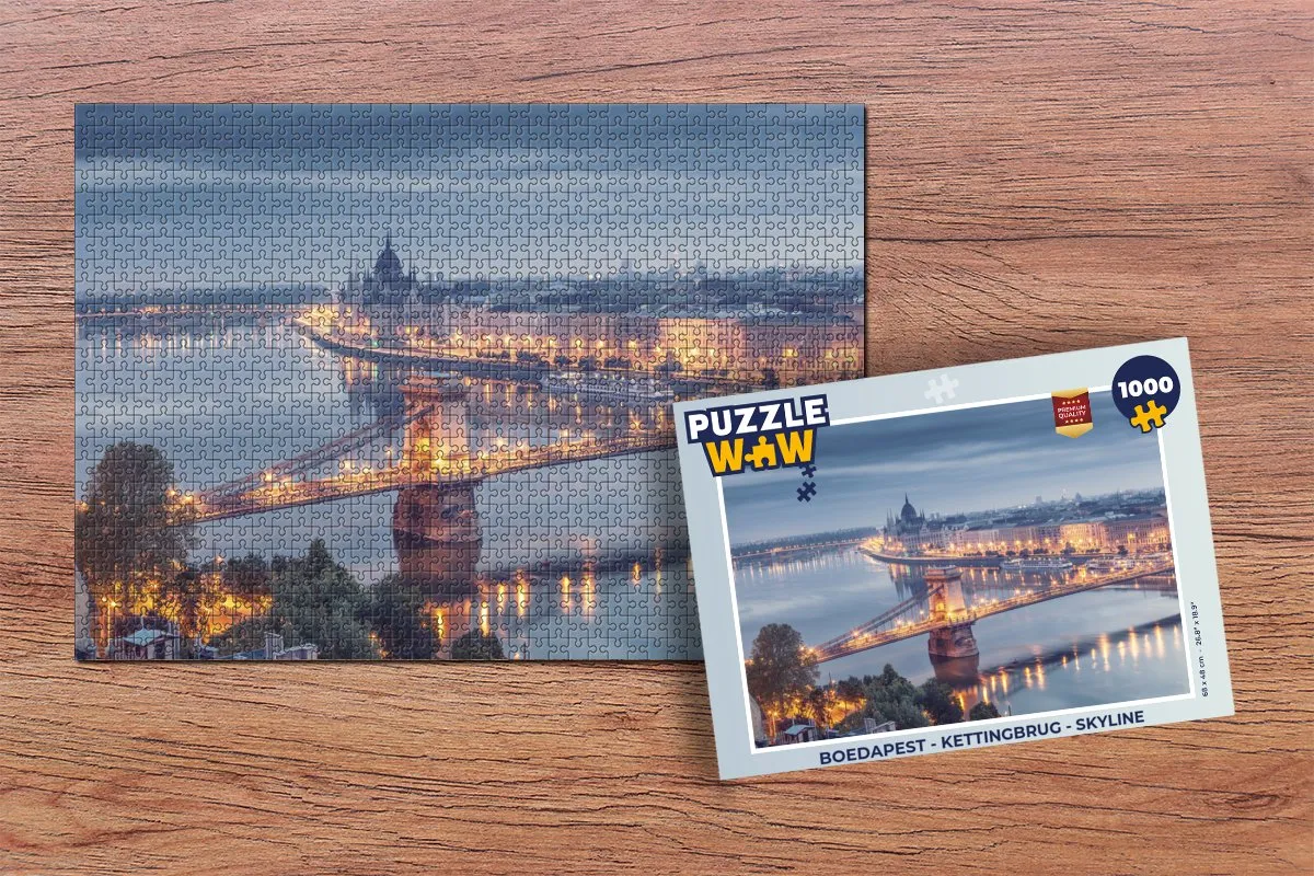 PuzzleWow Boedapest Kettingbrug Skyline Legpuzzel 1000 Stuks - Multicolor