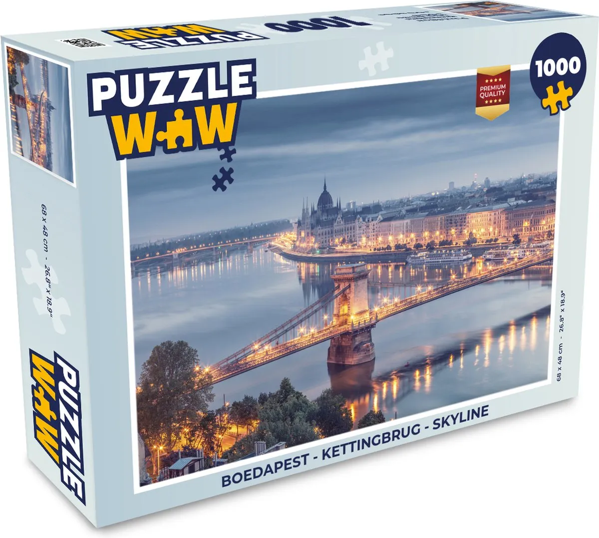 PuzzleWow Boedapest Kettingbrug Skyline Legpuzzel 1000 Stuks - Multicolor