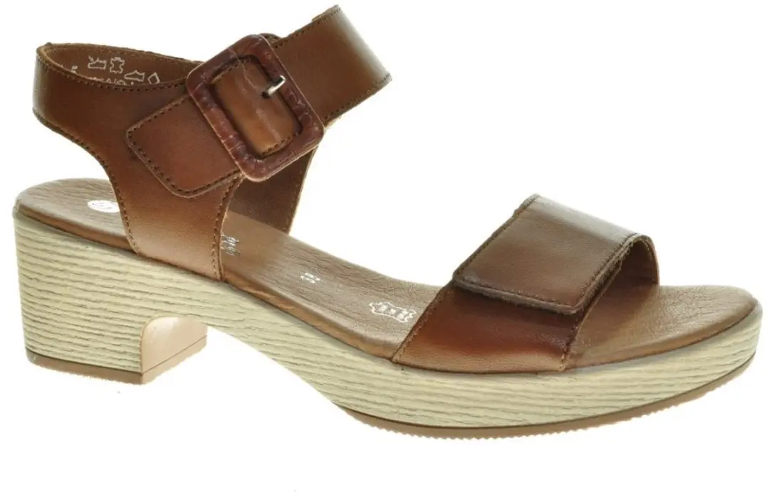 Remonte Cognac Sandalen Hak Houtlook maat 40