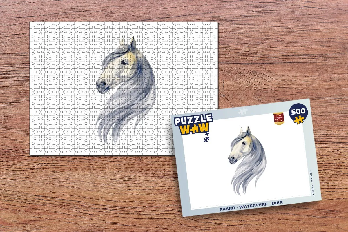 PuzzleWow Paard Waterverf Legpuzzel 500 Stuks - Multicolor