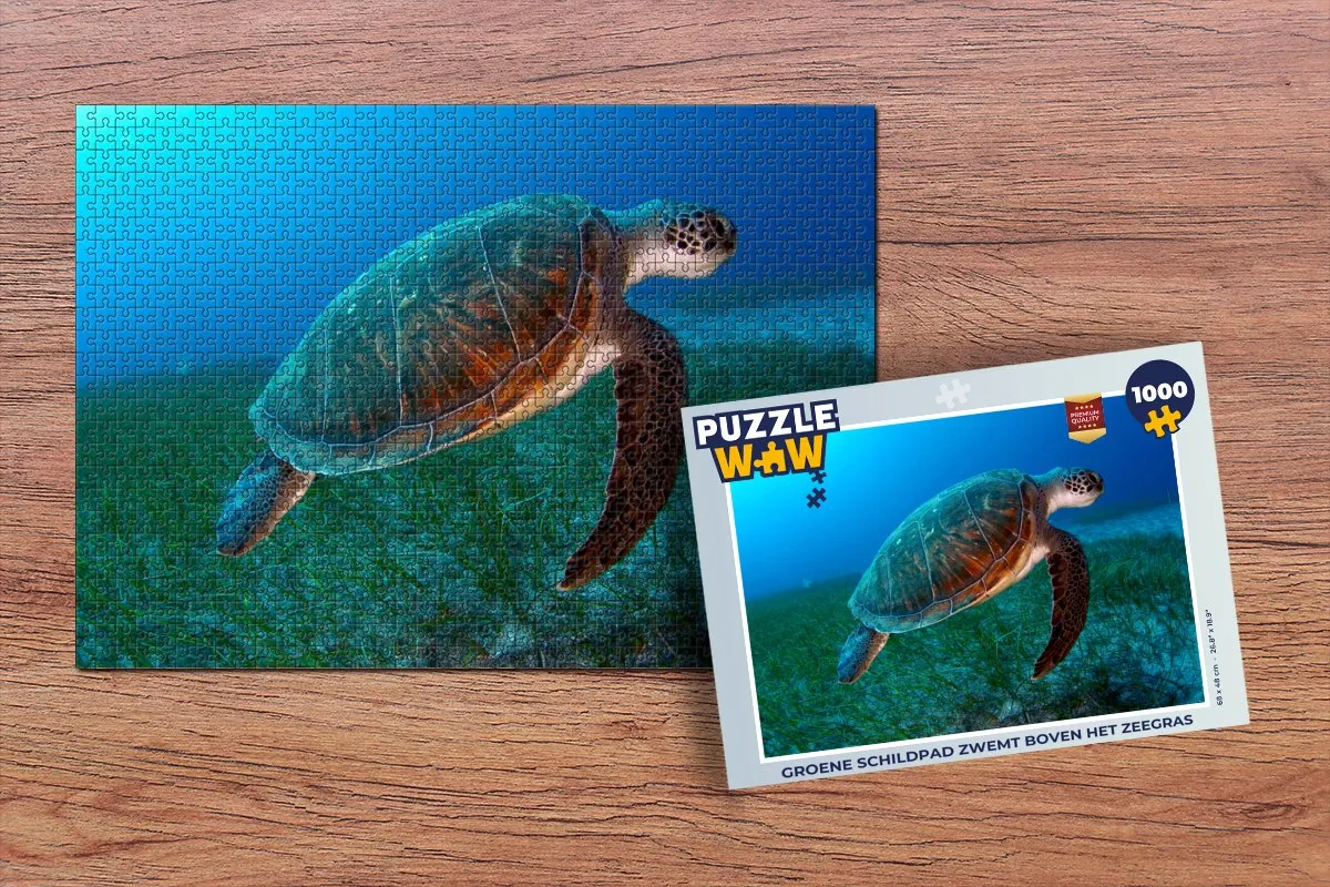 PuzzleWow Legpuzzel Groene schildpad - 1000 Stukjes Multicolor