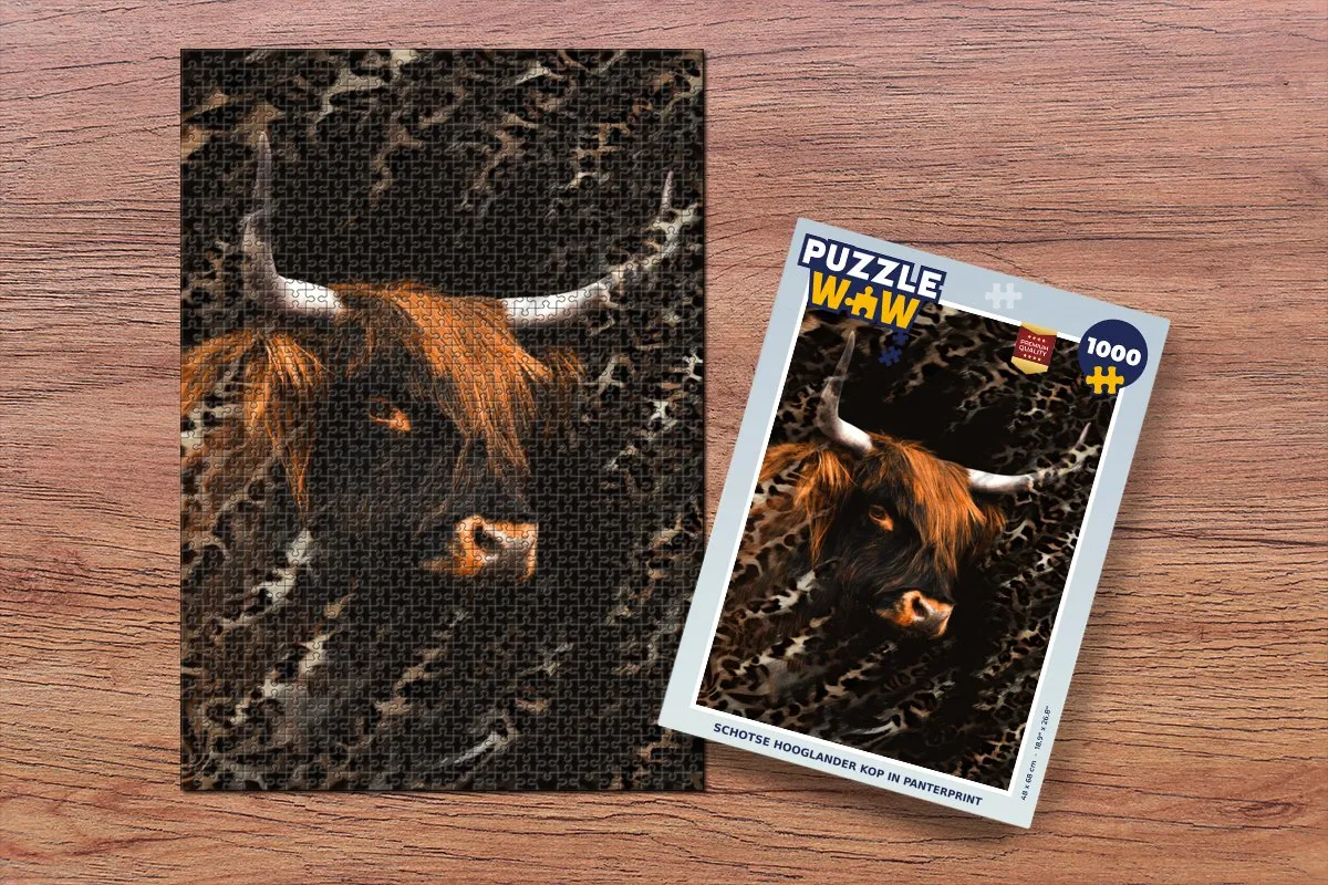 PuzzleWow Schotse Hooglander Wild Legpuzzel 1000 Stuks - Multicolor